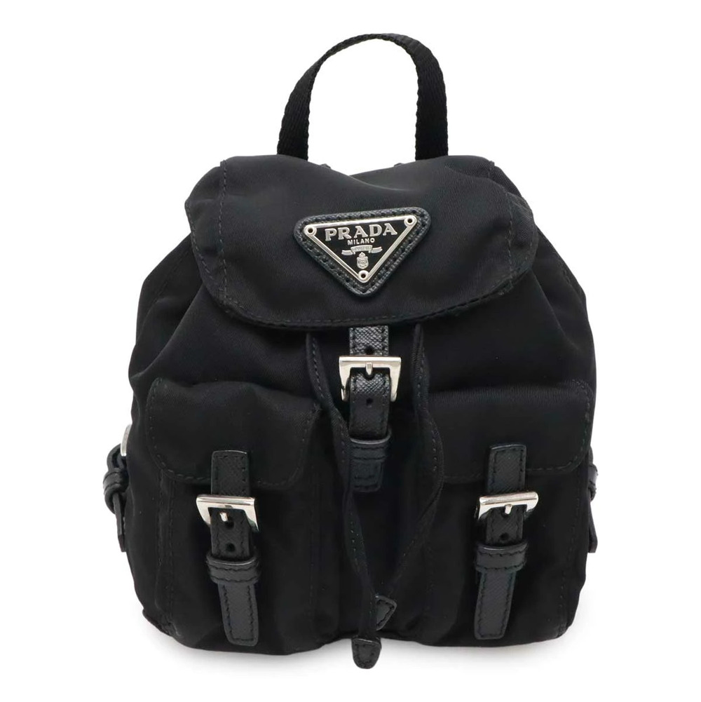 Prada Triangle Shoulder Bag Chain Pouch Clutch Backpack NERO Black